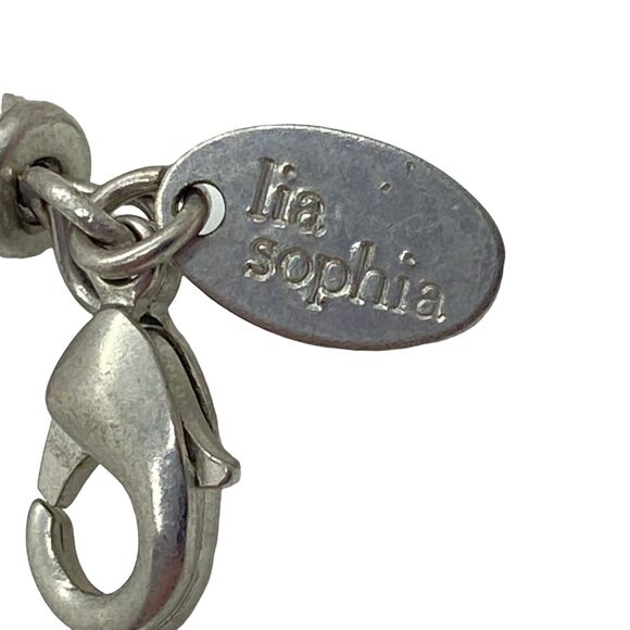 Lia Sophia Necklace Womens Silver Tone Three Strand Stone Crystal Shell Beaded - Picture 7 of 16